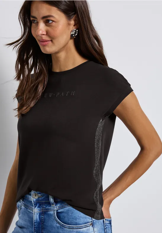 Shirt met glitterdetails deep roast brown
