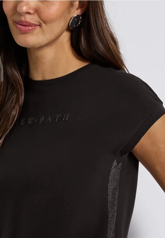 Shirt met glitterdetails deep roast brown