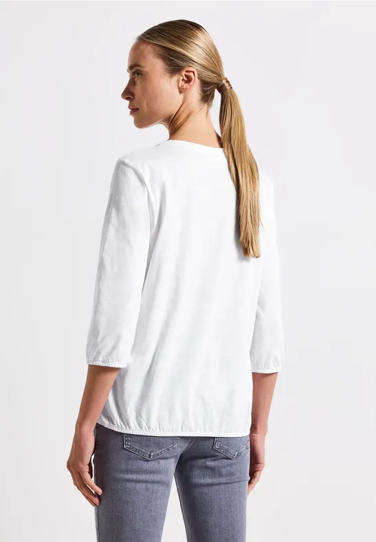 Split Neck Jersey Shirt White