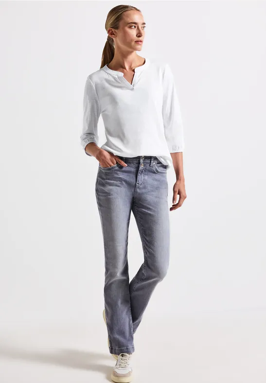 Split Neck Jersey Shirt White