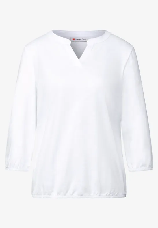 Split Neck Jersey Shirt White
