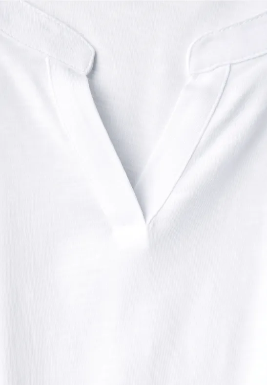 Split Neck Jersey Shirt White