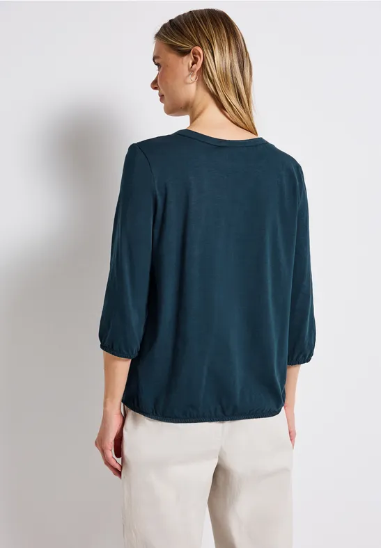 Split Neck Jersey Shirt tide blue