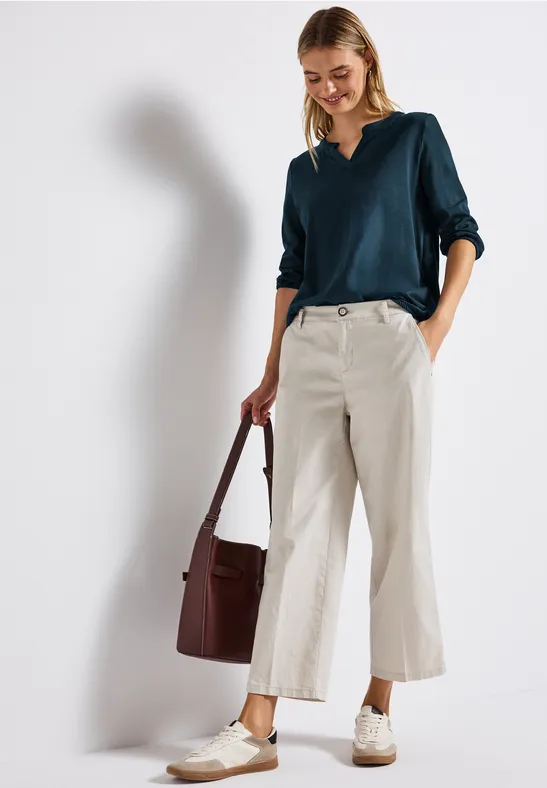 Split Neck Jersey Shirt tide blue