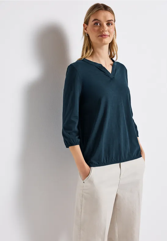 Split Neck Jersey Shirt tide blue
