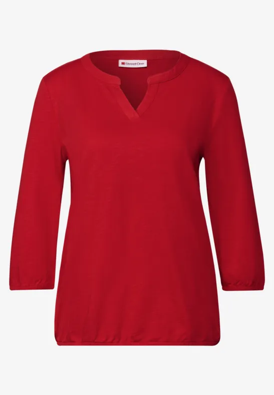 Split Neck Jersey Shirt racing red