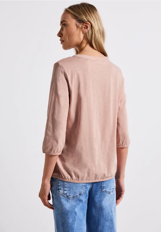 Split Neck Jersey Shirt faded rose