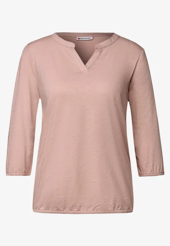 Split Neck Jersey Shirt faded rose