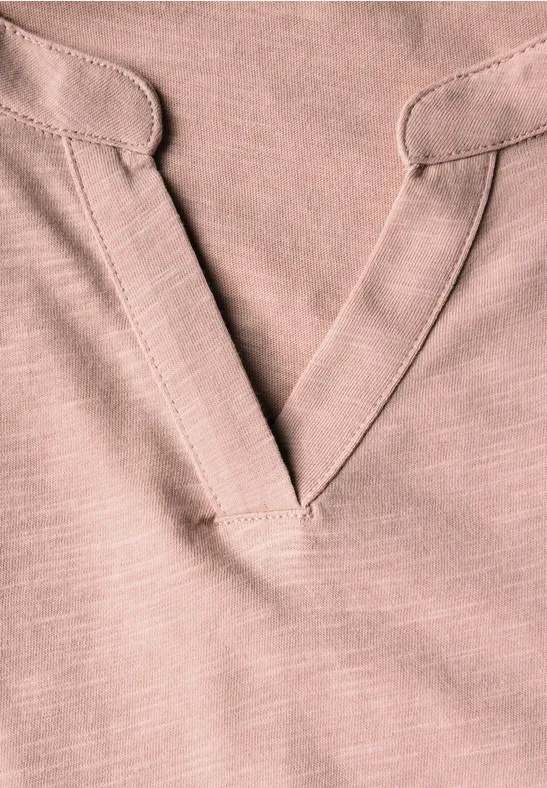 Split Neck Jersey Shirt faded rose