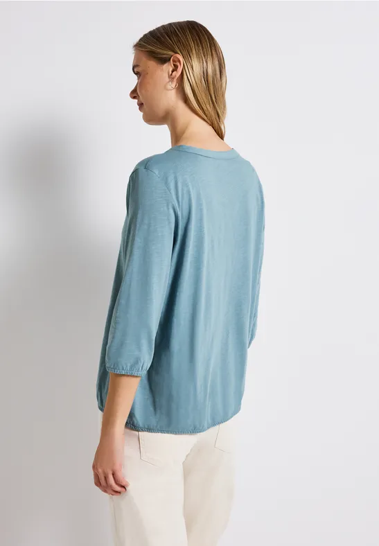 Split Neck Jersey Shirt glacier blue