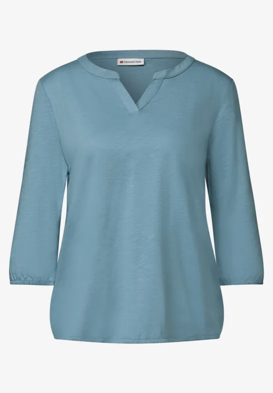 Split Neck Jersey Shirt glacier blue