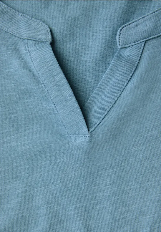 Split Neck Jersey Shirt glacier blue