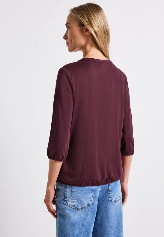Split Neck Jersey Shirt wildberry red