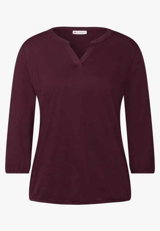 Split Neck Jersey Shirt wildberry red