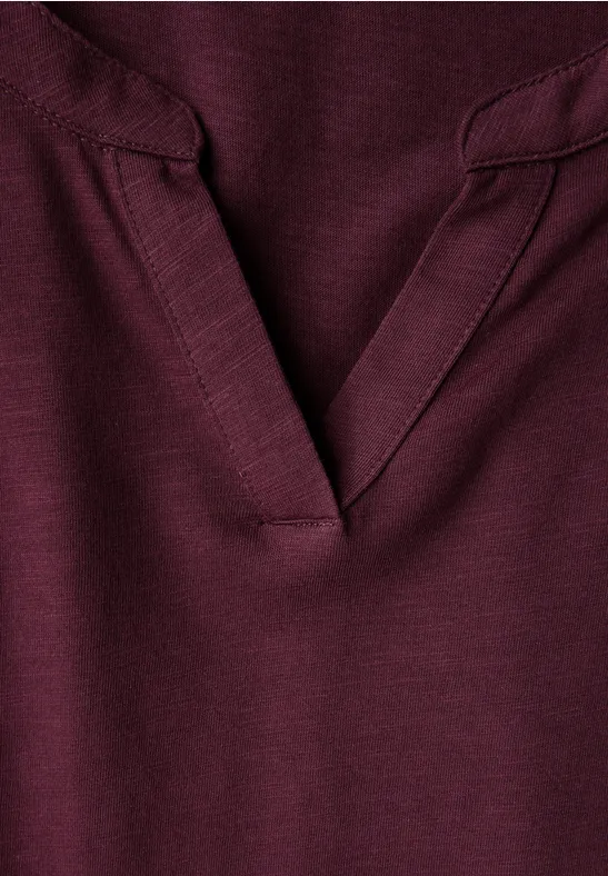 Split Neck Jersey Shirt wildberry red