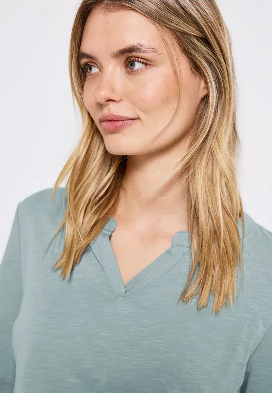 Split Neck Jersey Shirt arona blue