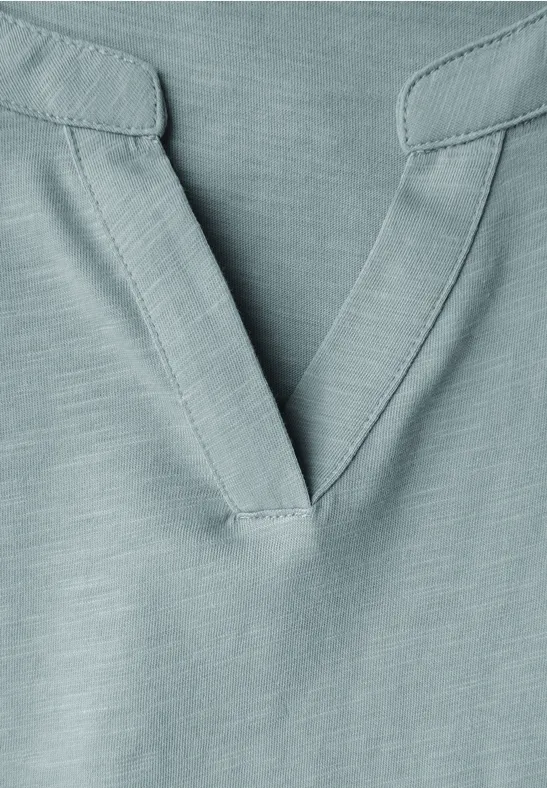Split Neck Jersey Shirt arona blue