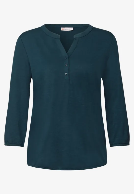 Split Neck Jersey-Shirt tide blue