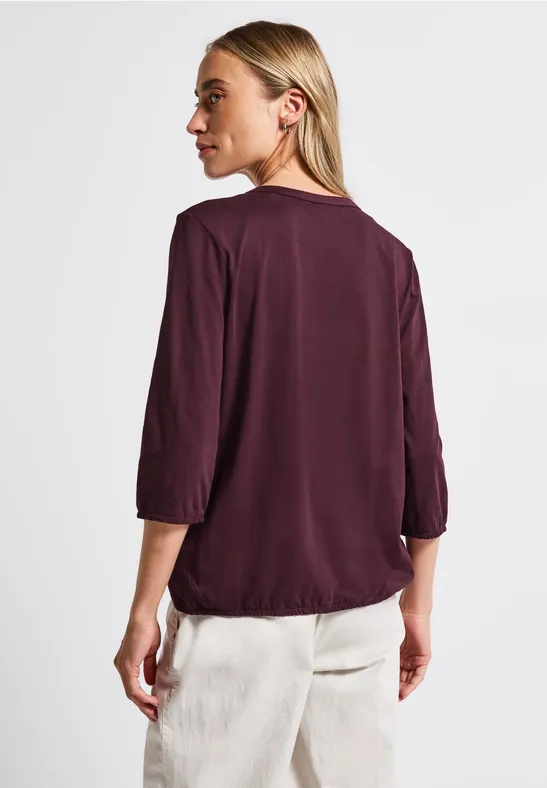 Split Neck Jersey-Shirt wildberry red