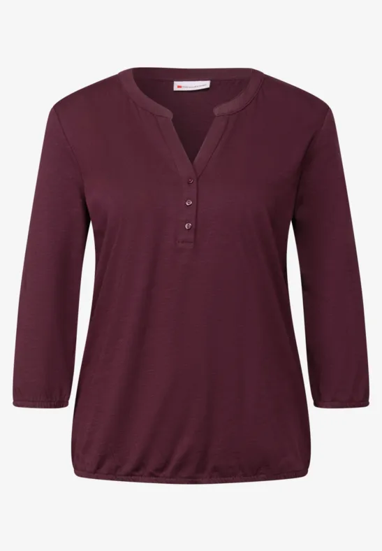 Split Neck Jersey-Shirt wildberry red