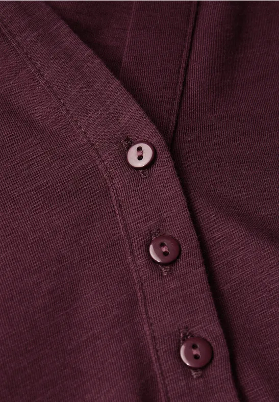 Split Neck Jersey-Shirt wildberry red