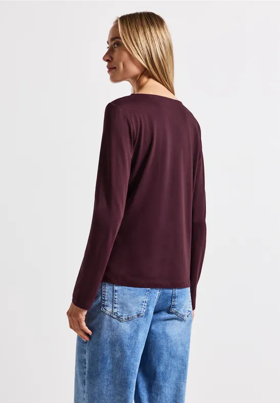 Langarmshirt in Unifarbe wildberry red