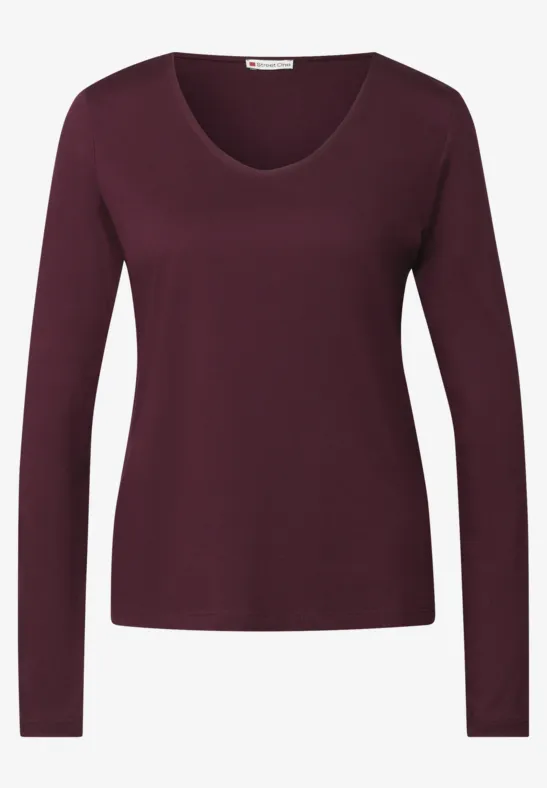 Langarmshirt in Unifarbe wildberry red