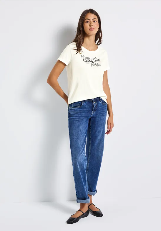 T-Shirt mit Frontprint off white