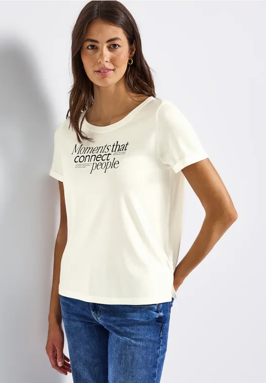 T-Shirt mit Frontprint off white