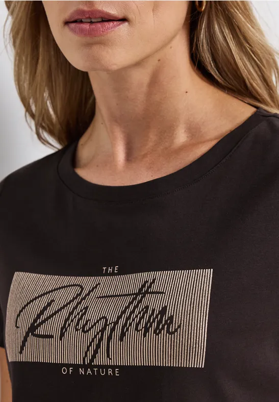 T-Shirt mit Print deep roast brown
