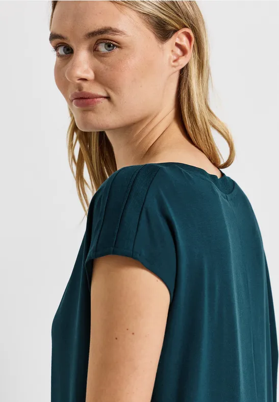 Shirt met geribd detail tide blue