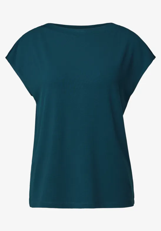 Shirt met geribd detail tide blue