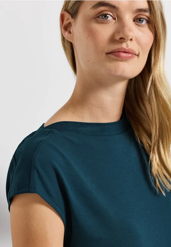 Shirt met geribd detail tide blue