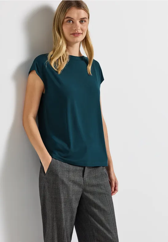 Shirt met geribd detail tide blue