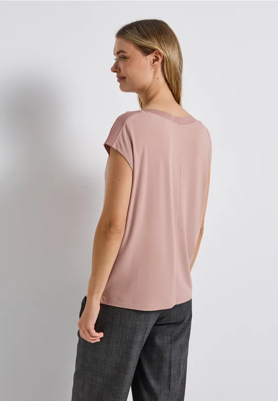 Shirt met geribd detail faded rose