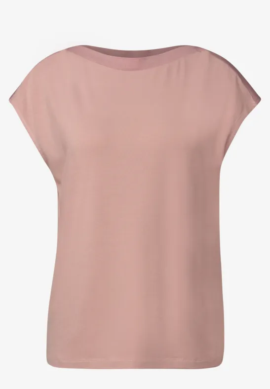 Shirt met geribd detail faded rose