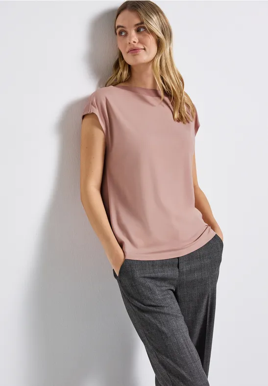 Shirt met geribd detail faded rose