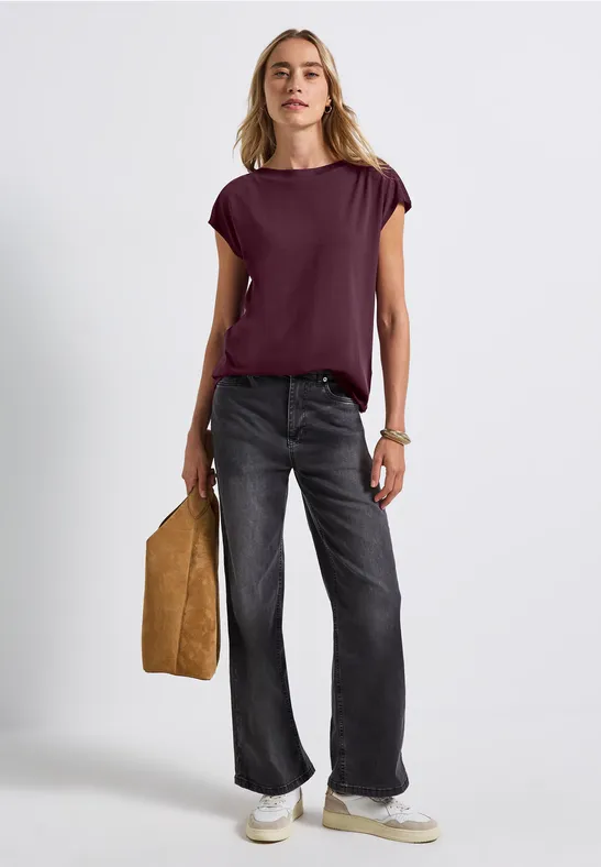 Shirt mit Ripp-Detail wildberry red