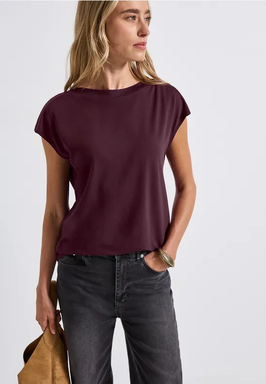 Shirt mit Ripp-Detail wildberry red