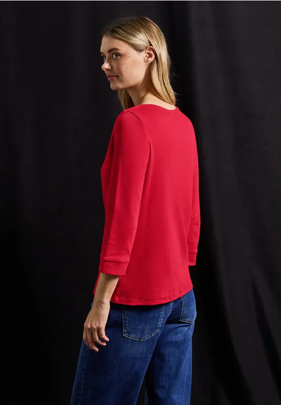 Shirt met boothals racing red