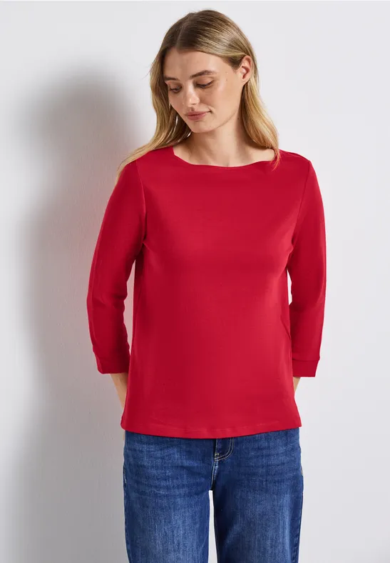 Shirt met boothals racing red