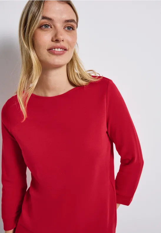 Shirt met boothals racing red