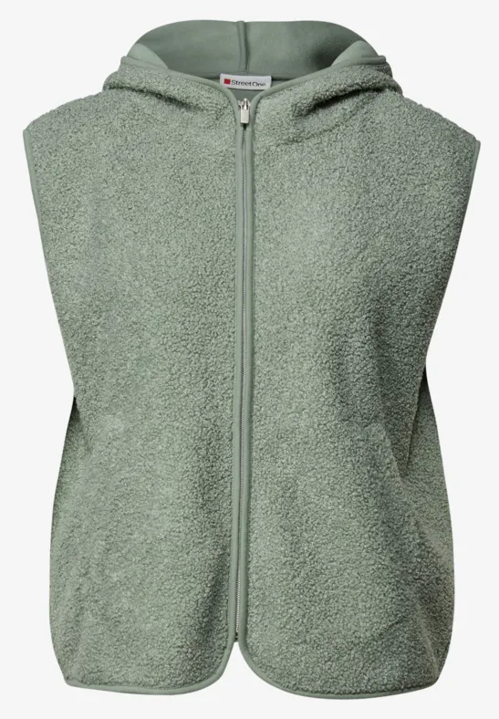 Teddy vest met capuchon dark serene green