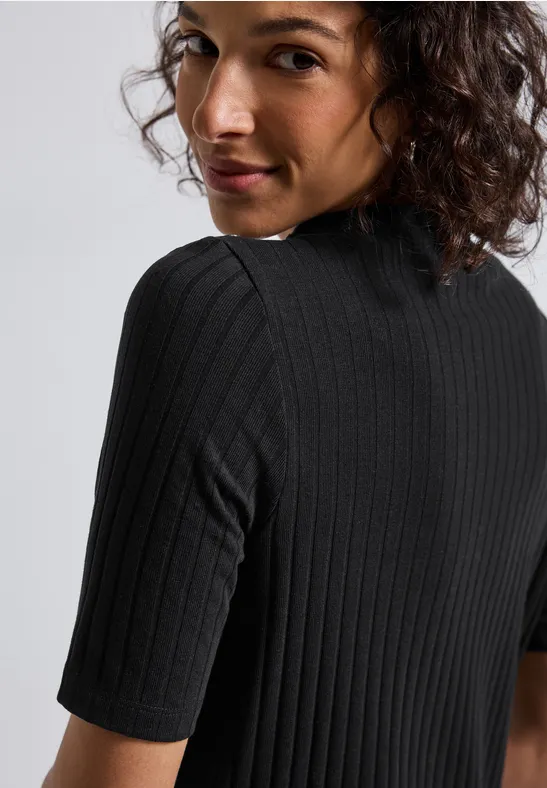 Col shirt met knopen Black