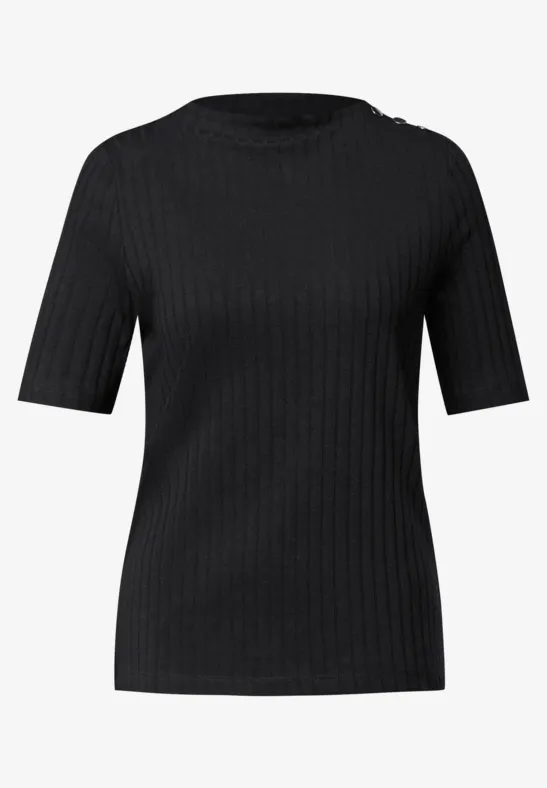 Col shirt met knopen Black