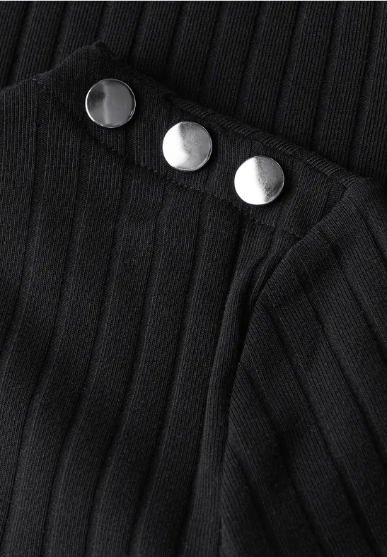 Col shirt met knopen Black