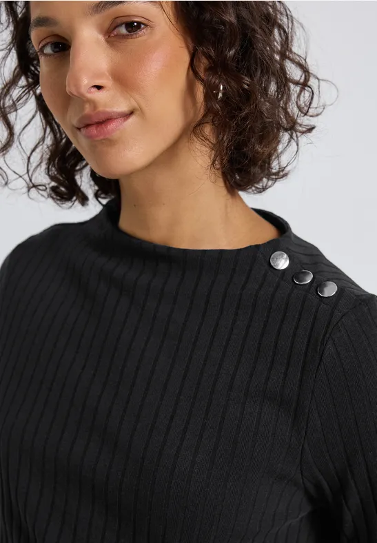 Col shirt met knopen Black