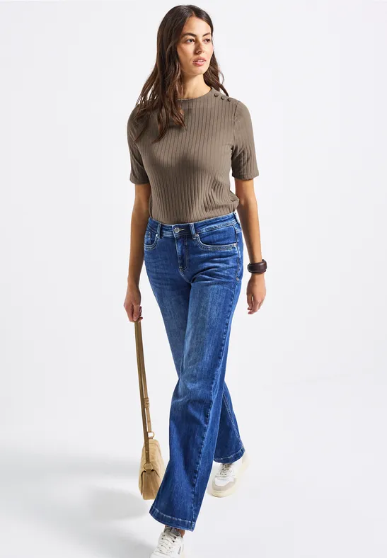 Col shirt met knopen bark brown