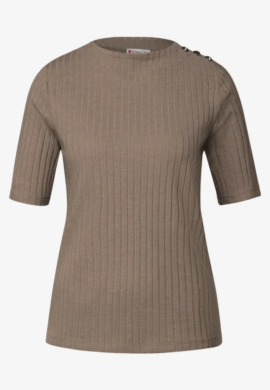 Col shirt met knopen bark brown