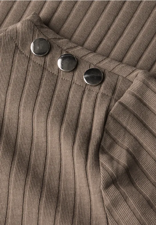 Col shirt met knopen bark brown